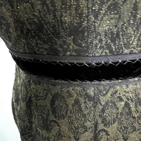 Vintage ELIE TAHARI For Bergdorf Goodman Damask V-Neck Sleeveless Dress With Orn - Picture 6 of 10